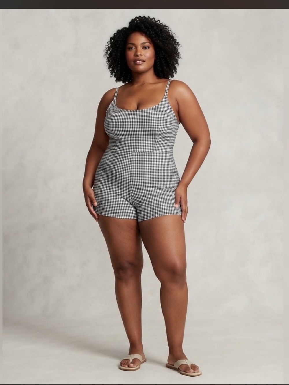 Old Navy Black White Gingham Check Swim Romper Jumpsuit Shorts Plus Size 4X